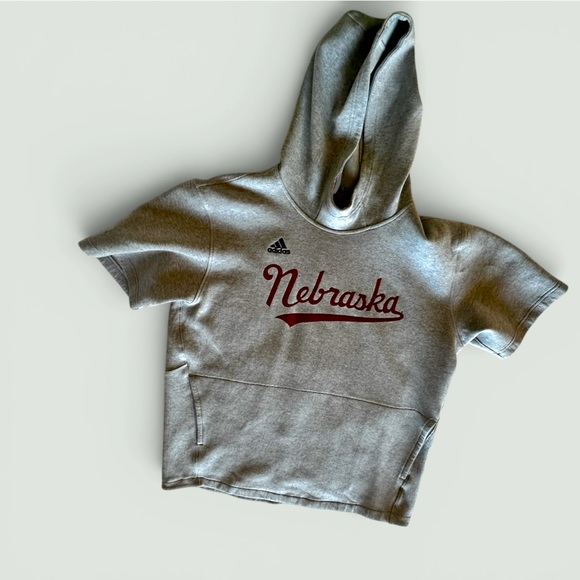 Nebraska Huskers Adidas Baseball Tri-Blend Short Sleeve Hoodie gray.Men's Large - Picture 6 of 15